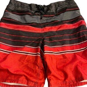 Men's Ocean Pacific OP Black Red Swimsuit Shorts Boarding Size 36/38 USED #0504